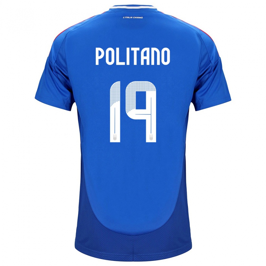 Mujer Camiseta Italia Matteo Politano #19 Azul 1ª Equipación 24-26 La Camisa Chile