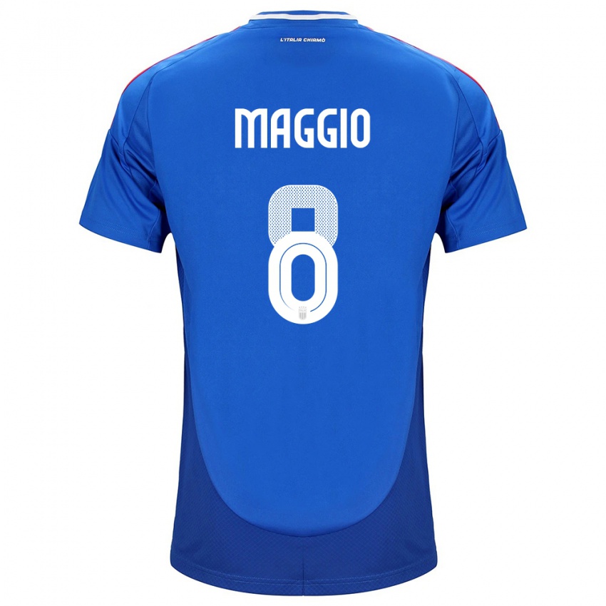 Mujer Camiseta Italia Luca Di Maggio #8 Azul 1ª Equipación 24-26 La Camisa Chile