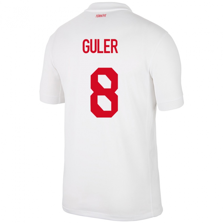 Mujer Camiseta Turquía Arda Güler #8 Blanco 1ª Equipación 24-26 La Camisa Chile