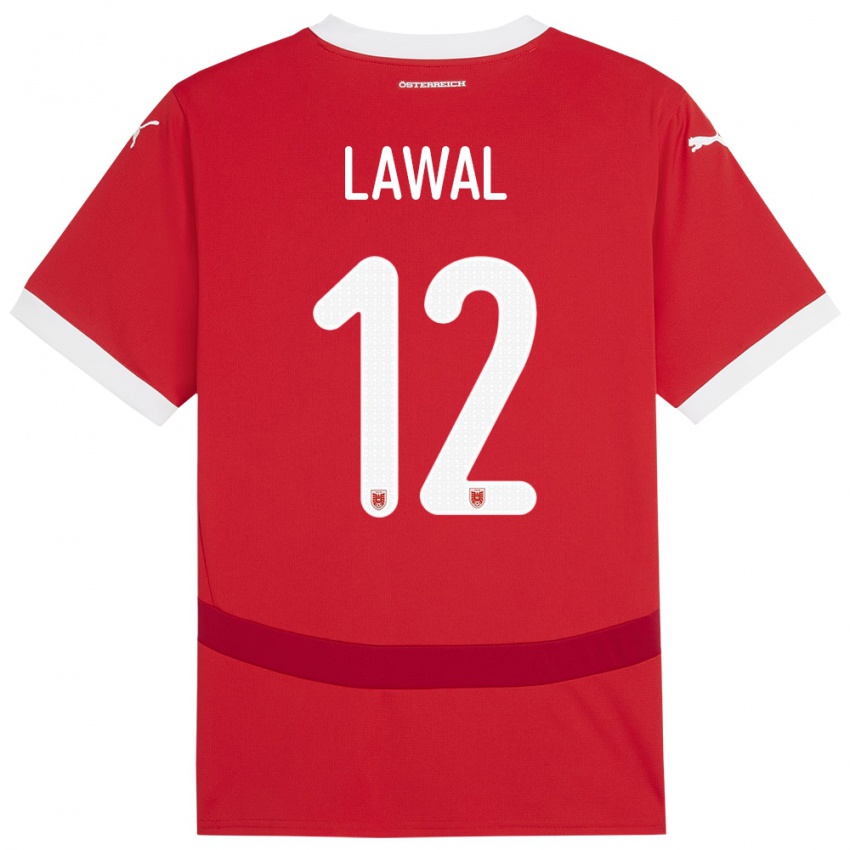 Mujer Camiseta Austria Tobias Lawal #12 Rojo 1ª Equipación 24-26 La Camisa Chile