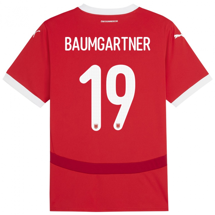 Mujer Camiseta Austria Christoph Baumgartner #19 Rojo 1ª Equipación 24-26 La Camisa Chile