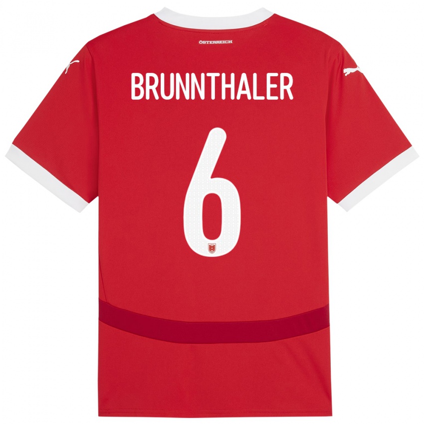 Mujer Camiseta Austria Melanie Brunnthaler #6 Rojo 1ª Equipación 24-26 La Camisa Chile