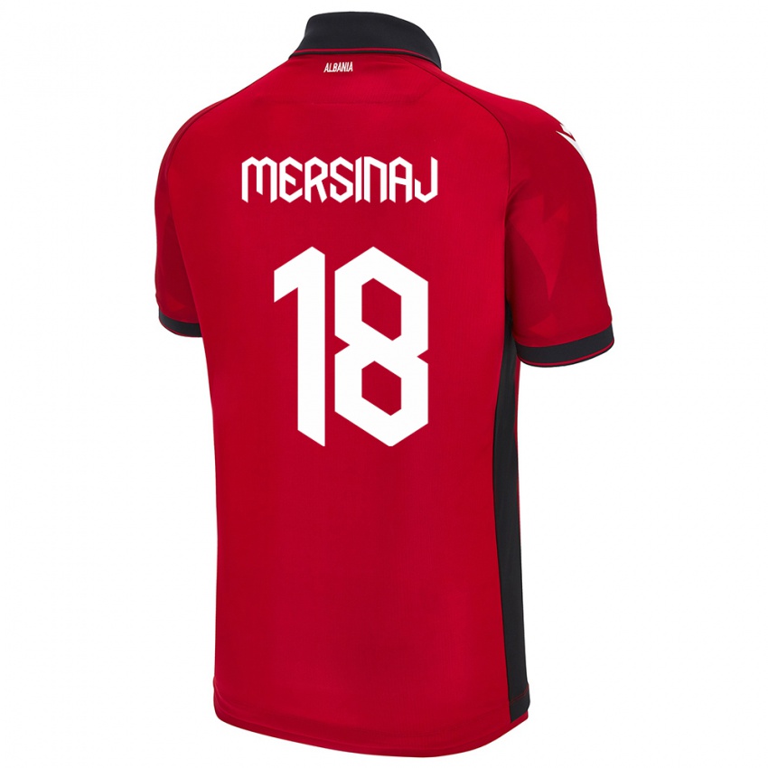 Mujer Camiseta Albania Jon Mersinaj #18 Rojo 1ª Equipación 24-26 La Camisa Chile