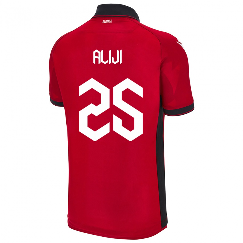 Mujer Camiseta Albania Naser Aliji #25 Rojo 1ª Equipación 24-26 La Camisa Chile