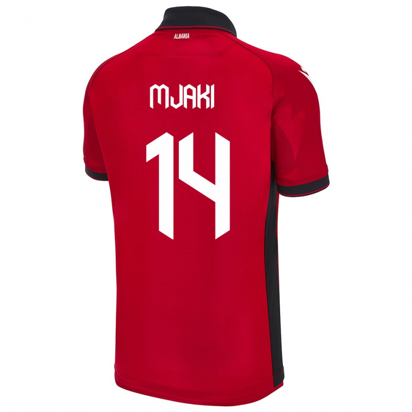 Mujer Camiseta Albania Agan Mjaki #14 Rojo 1ª Equipación 24-26 La Camisa Chile
