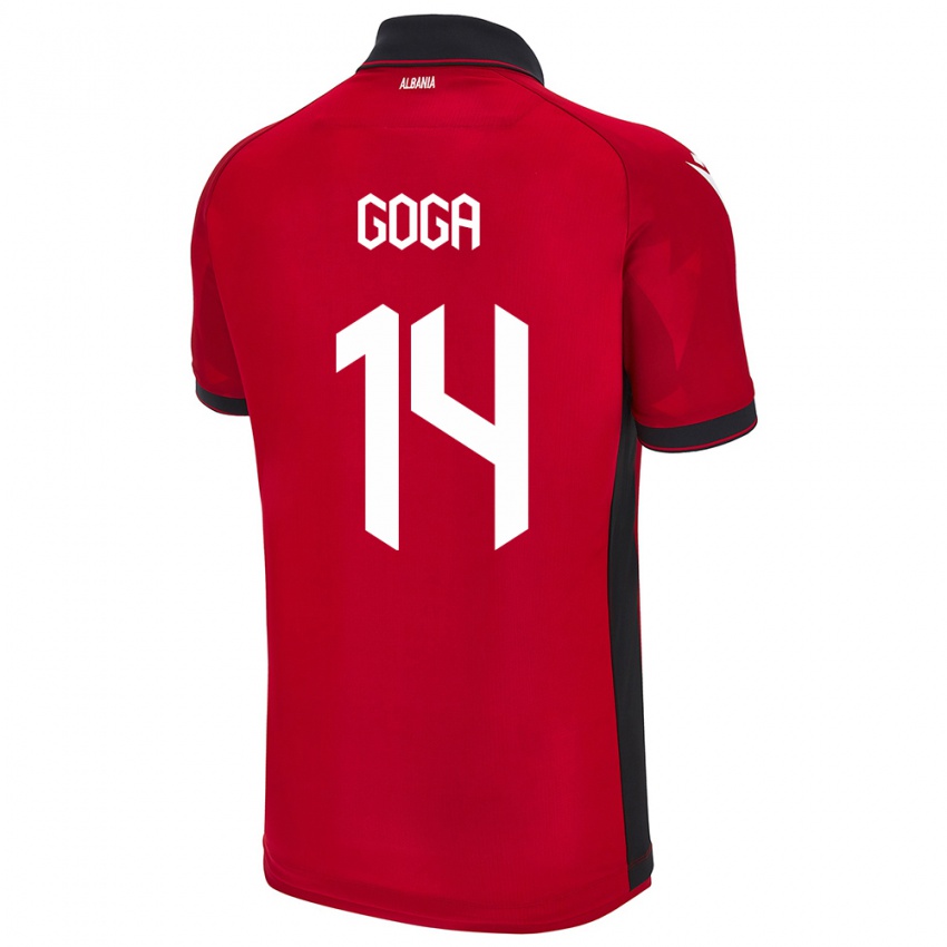 Mujer Camiseta Albania Ergi Goga #14 Rojo 1ª Equipación 24-26 La Camisa Chile