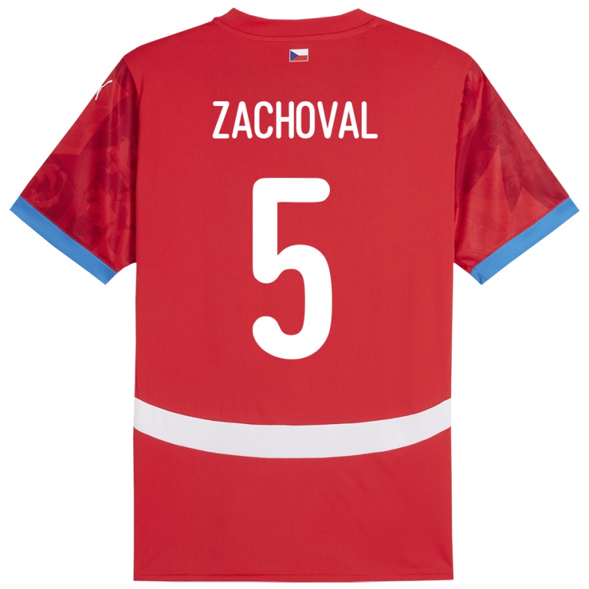 Mujer Camiseta Chequia Matej Zachoval #5 Rojo 1ª Equipación 24-26 La Camisa Chile