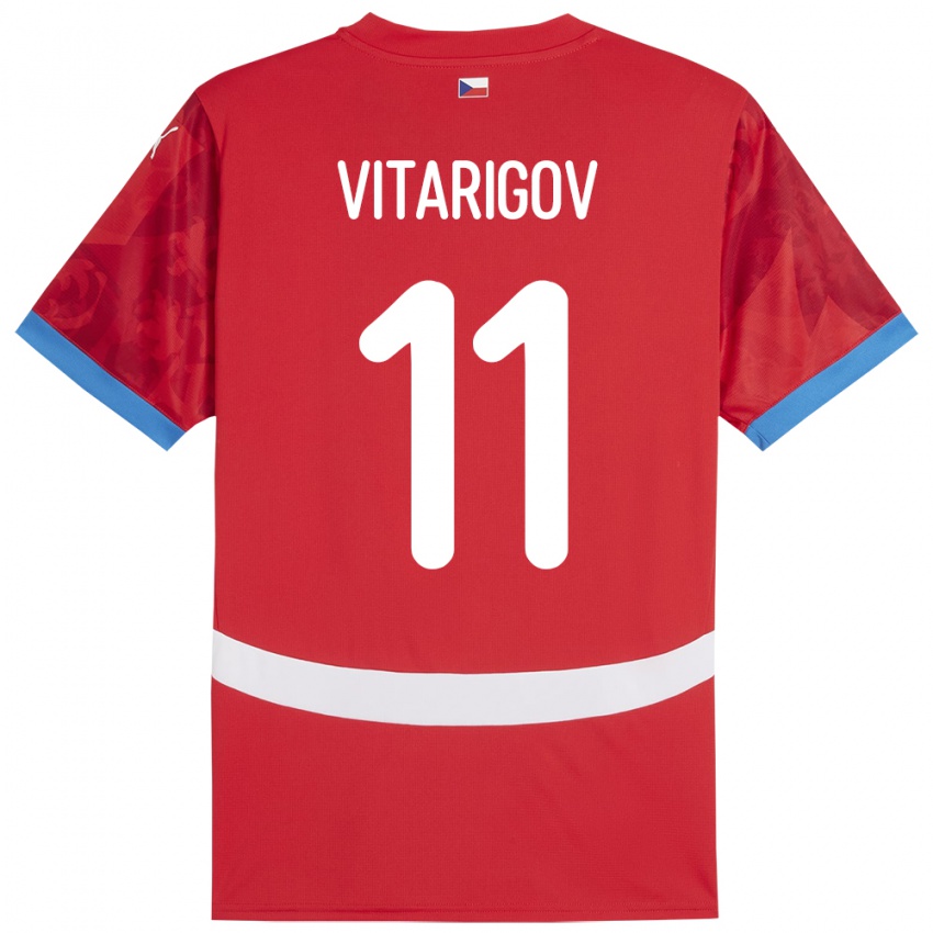 Mujer Camiseta Chequia Arsen Vitarigov #11 Rojo 1ª Equipación 24-26 La Camisa Chile