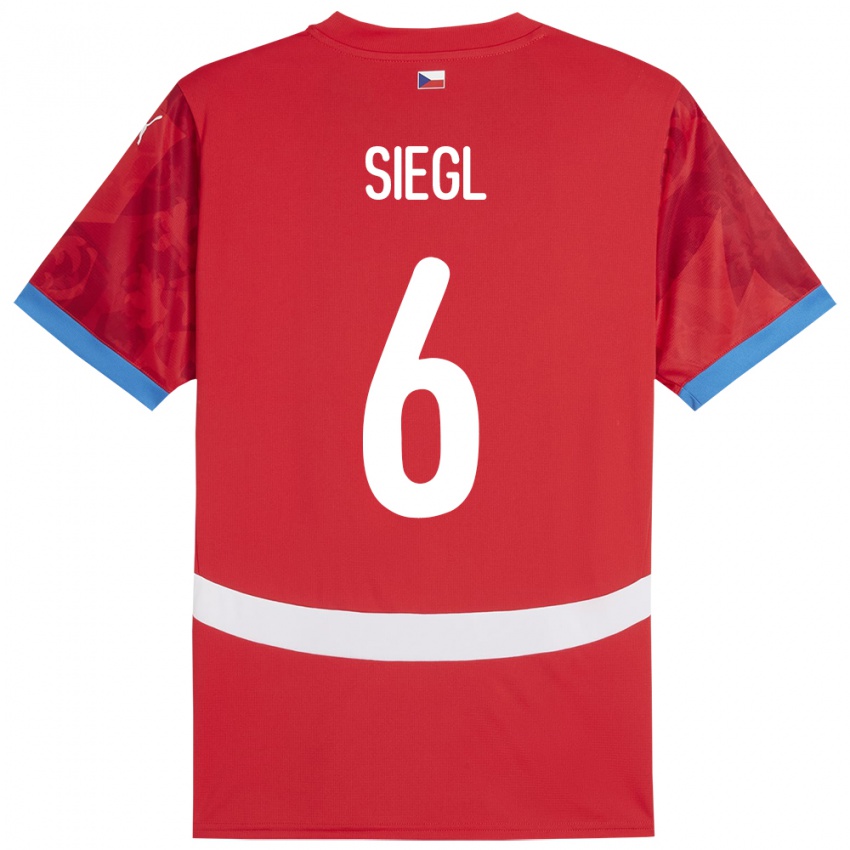 Mujer Camiseta Chequia Patrik Siegl #6 Rojo 1ª Equipación 24-26 La Camisa Chile