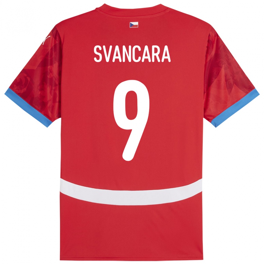 Mujer Camiseta Chequia Daniel Svancara #9 Rojo 1ª Equipación 24-26 La Camisa Chile