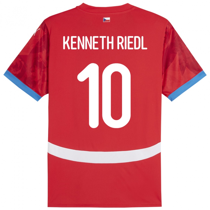 Mujer Camiseta Chequia Victor Kenneth Riedl #10 Rojo 1ª Equipación 24-26 La Camisa Chile