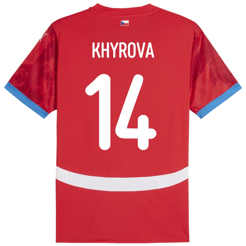 Mujer Camiseta Chequia Michaela Khýrová #14 Rojo 1ª Equipación 24-26 La Camisa Chile