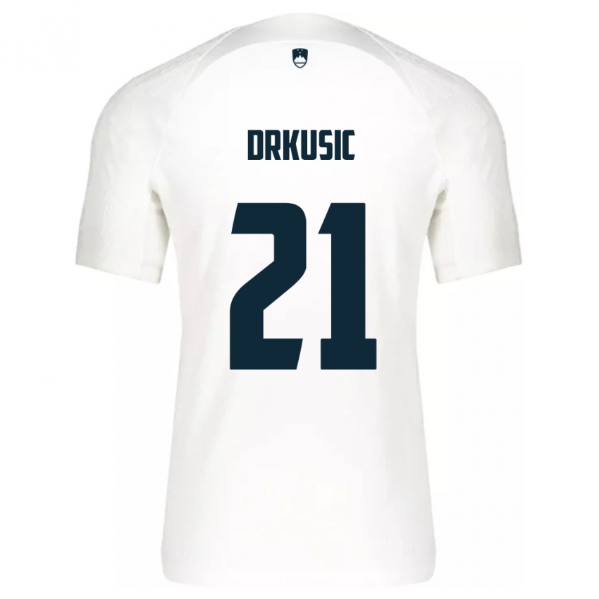 Mujer Camiseta Eslovenia Vanja Drkusic #21 Blanco 1ª Equipación 24-26 La Camisa Chile