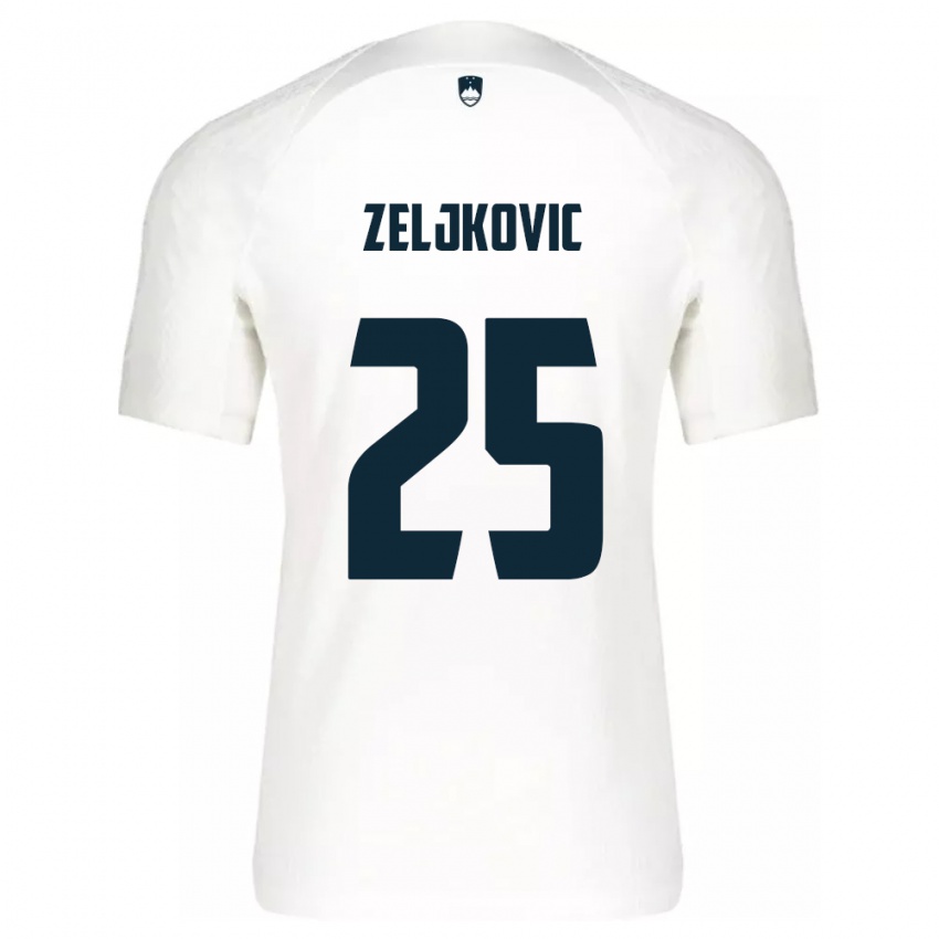 Mujer Camiseta Eslovenia Adrian Zeljkovic #25 Blanco 1ª Equipación 24-26 La Camisa Chile