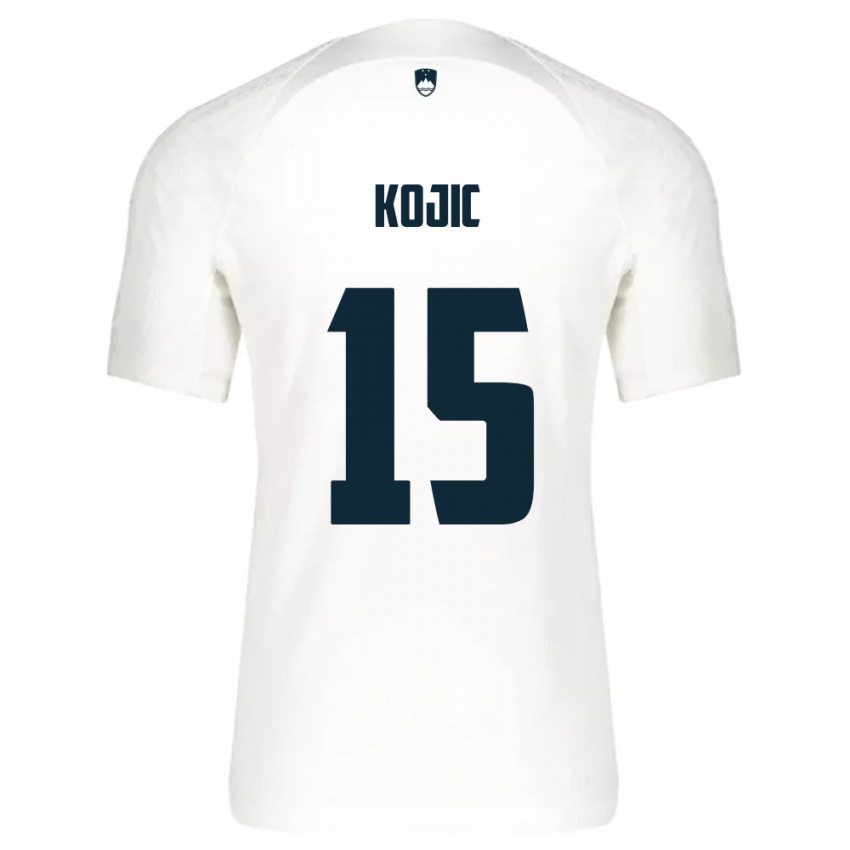 Mujer Camiseta Eslovenia Dino Kojic #15 Blanco 1ª Equipación 24-26 La Camisa Chile