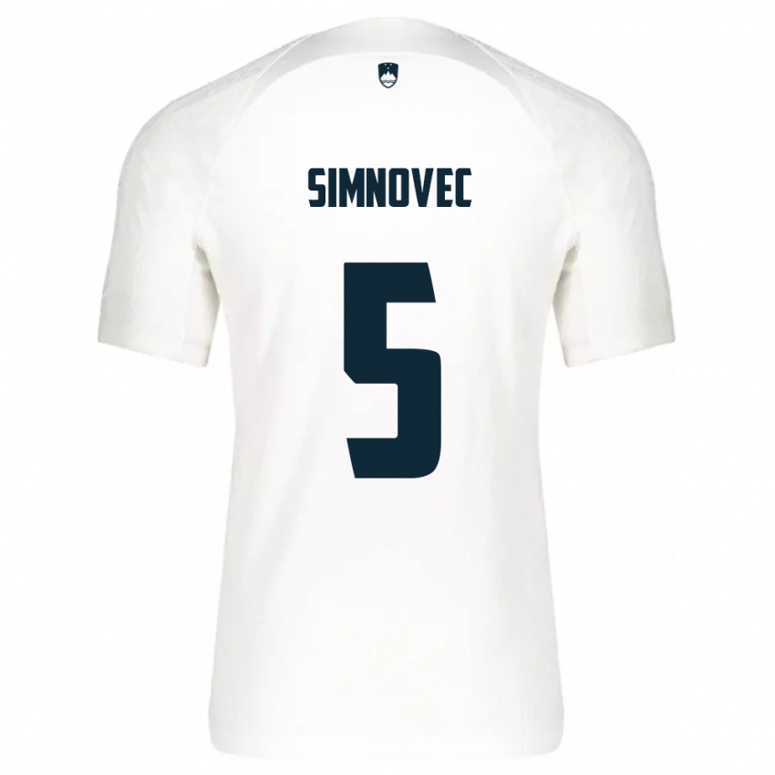 Mujer Camiseta Eslovenia Matevz Simnovec #5 Blanco 1ª Equipación 24-26 La Camisa Chile