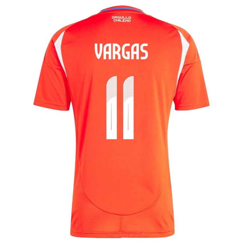 Mujer Camiseta Chile Eduardo Vargas #11 Rojo 1ª Equipación 24-26 La Camisa Chile