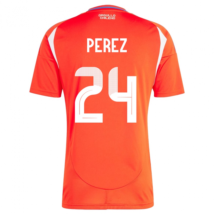 Mujer Camiseta Chile César Pérez #24 Rojo 1ª Equipación 24-26 La Camisa Chile