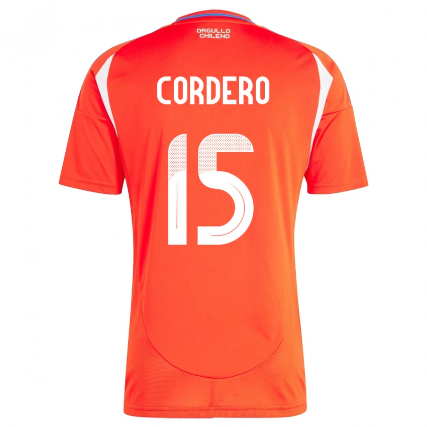 Mujer Camiseta Chile Renato Cordero #15 Rojo 1ª Equipación 24-26 La Camisa Chile