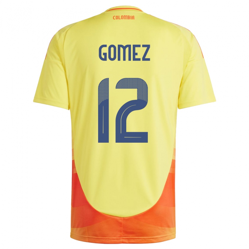 Mujer Camiseta Colombia Juan Gómez #12 Amarillo 1ª Equipación 24-26 La Camisa Chile