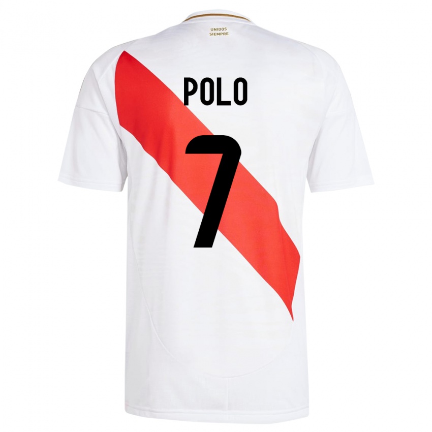 Mujer Camiseta Perú Andy Polo #7 Blanco 1ª Equipación 24-26 La Camisa Chile