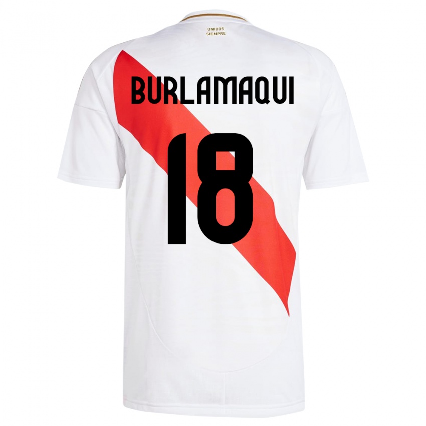 Mujer Camiseta Perú Alessandro Burlamaqui #18 Blanco 1ª Equipación 24-26 La Camisa Chile