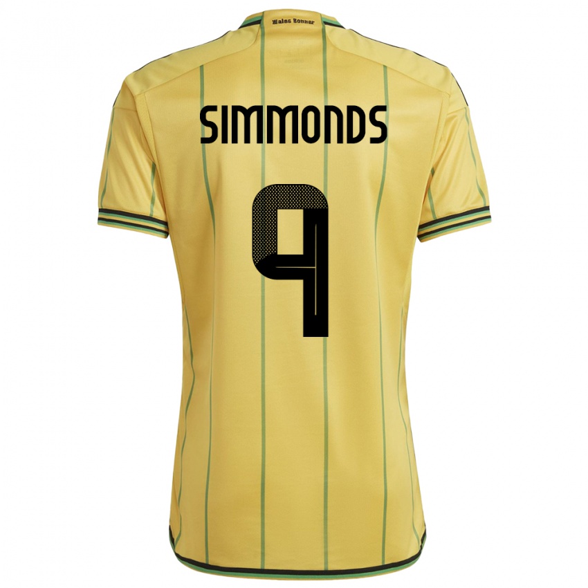 Mujer Camiseta Jamaica Kameron Simmonds #9 Amarillo 1ª Equipación 24-26 La Camisa Chile