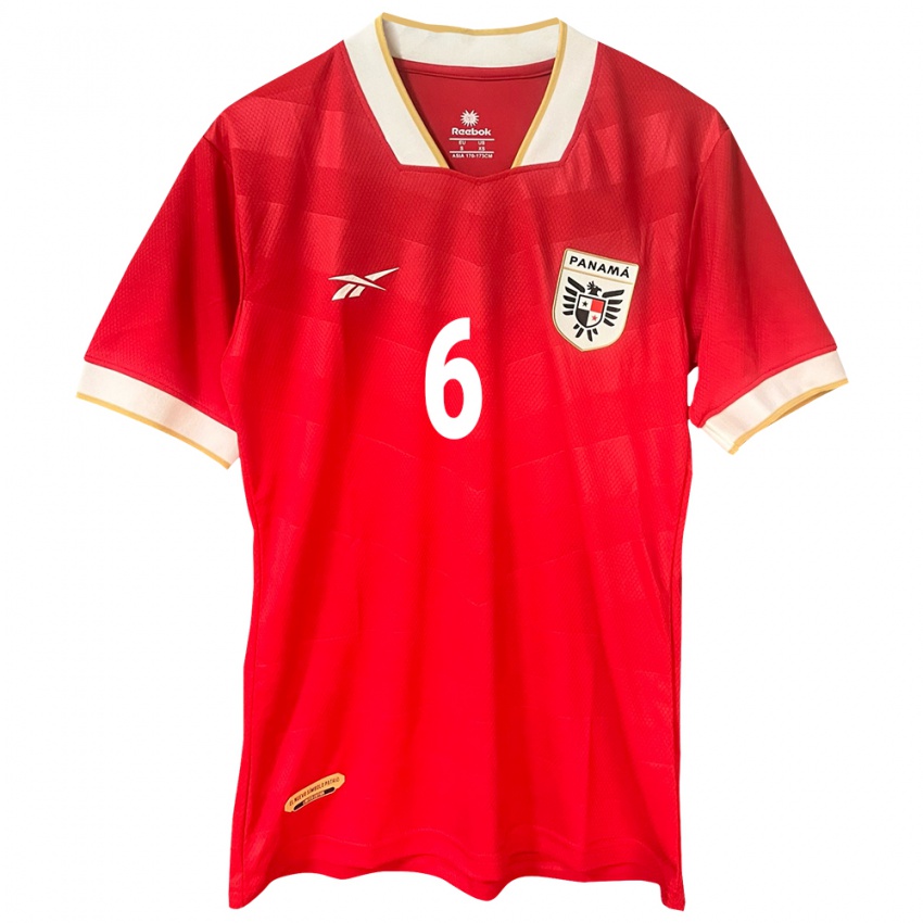Mujer Camiseta Panamá Giovany Herbert #6 Rojo 1ª Equipación 24-26 La Camisa Chile