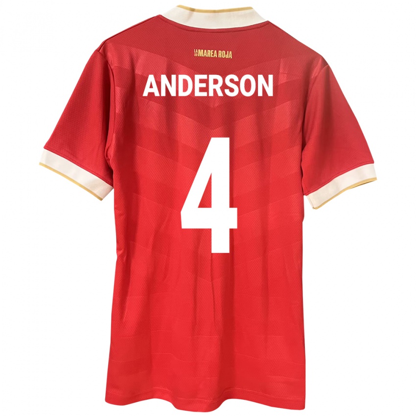 Mujer Camiseta Panamá Eduardo Anderson #4 Rojo 1ª Equipación 24-26 La Camisa Chile