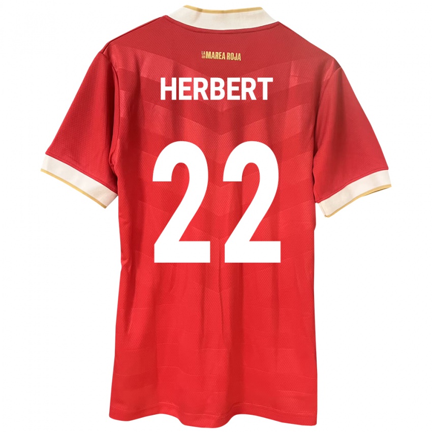 Mujer Camiseta Panamá Antony Herbert #22 Rojo 1ª Equipación 24-26 La Camisa Chile