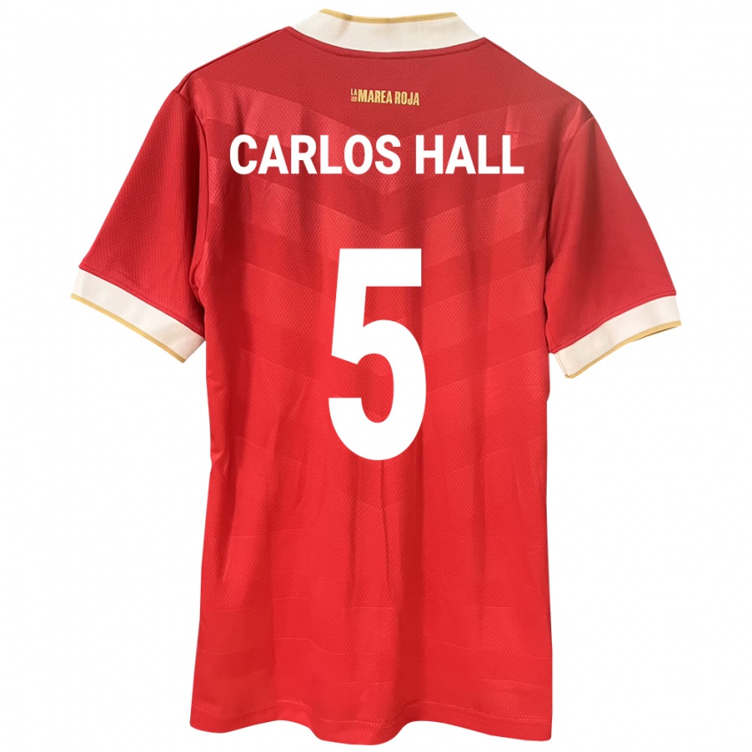 Mujer Camiseta Panamá Juan Carlos Hall #5 Rojo 1ª Equipación 24-26 La Camisa Chile