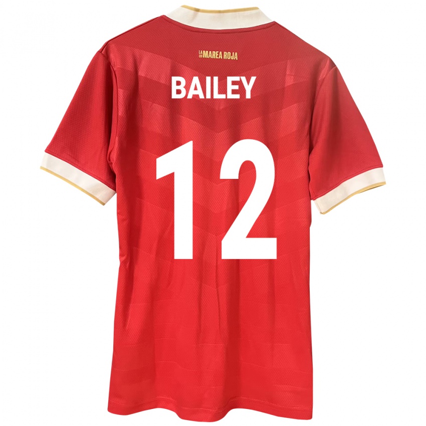 Mujer Camiseta Panamá Yenith Bailey #12 Rojo 1ª Equipación 24-26 La Camisa Chile