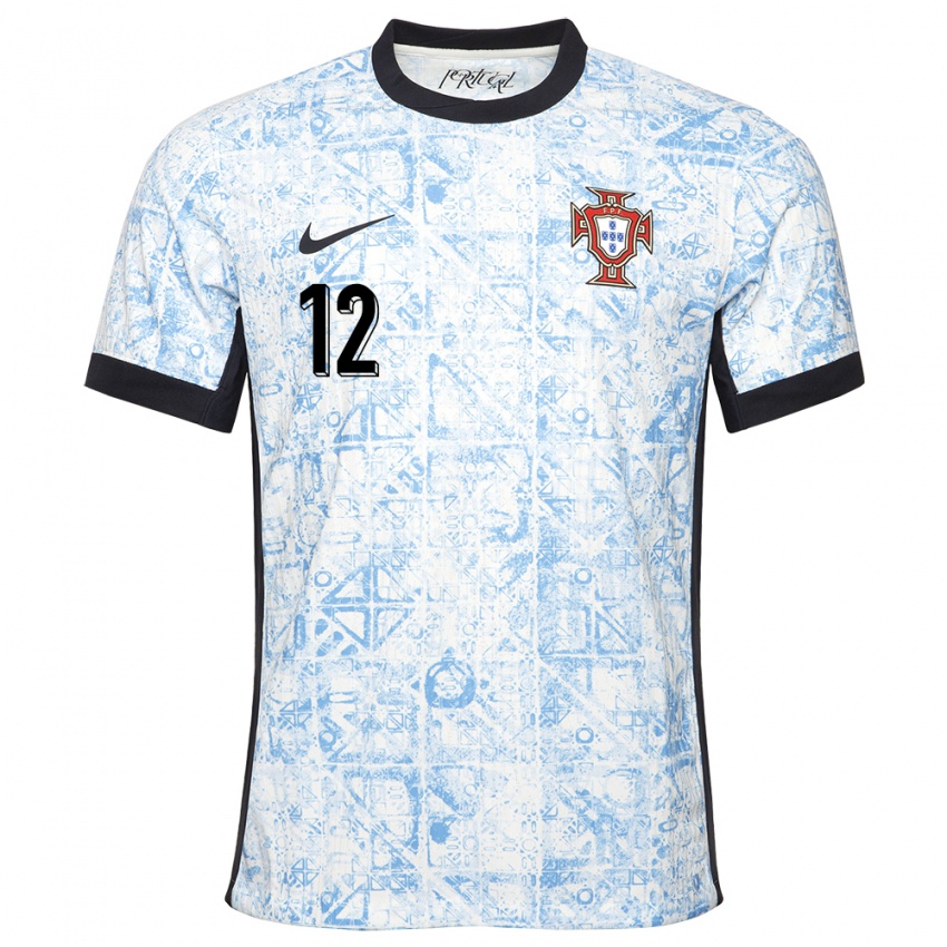 Mujer Camiseta Portugal David Ivanov #12 Crema Azul 2ª Equipación 24-26 La Camisa Chile