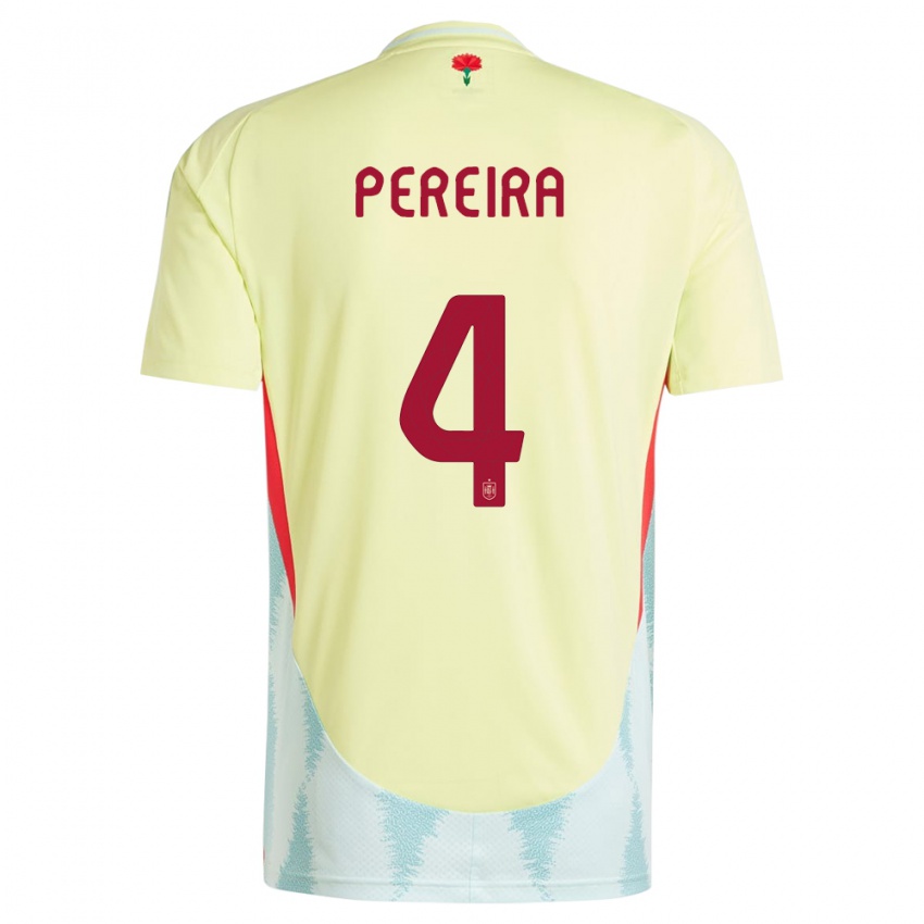 Mujer Camiseta España Andrea Pereira #4 Amarillo 2ª Equipación 24-26 La Camisa Chile