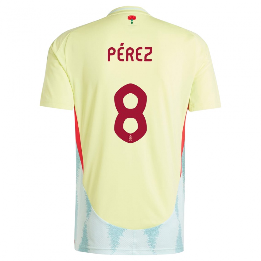 Mujer Camiseta España Dani Perez #8 Amarillo 2ª Equipación 24-26 La Camisa Chile