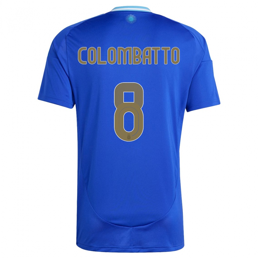 Mujer Camiseta Argentina Santiago Colombatto #8 Azul 2ª Equipación 24-26 La Camisa Chile