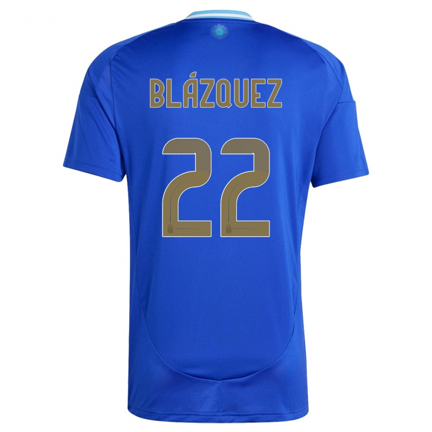 Mujer Camiseta Argentina Joaquin Blazquez #22 Azul 2ª Equipación 24-26 La Camisa Chile