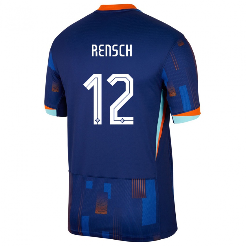 Mujer Camiseta Países Bajos Devyne Rensch #12 Azul 2ª Equipación 24-26 La Camisa Chile