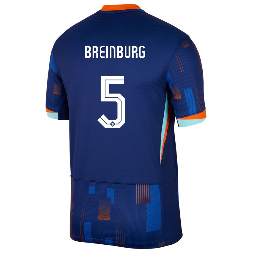 Mujer Camiseta Países Bajos Rainey Breinburg #5 Azul 2ª Equipación 24-26 La Camisa Chile