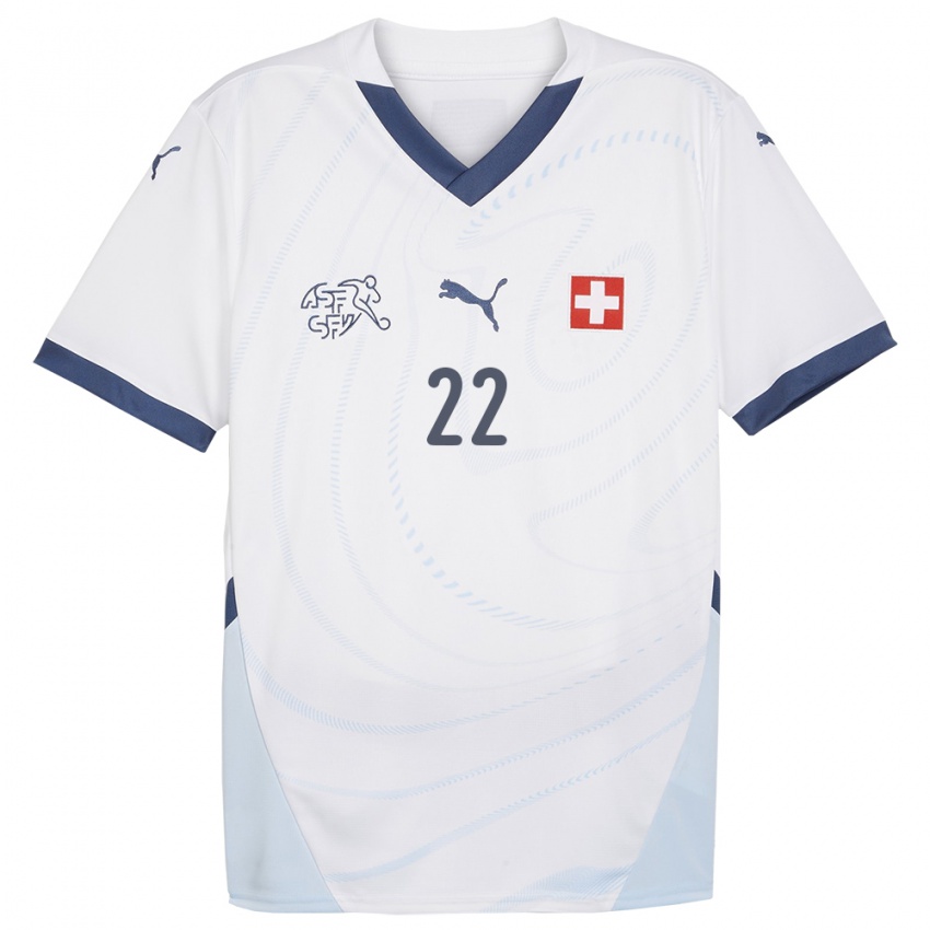 Mujer Camiseta Suiza Nadine Riesen #22 Blanco 2ª Equipación 24-26 La Camisa Chile