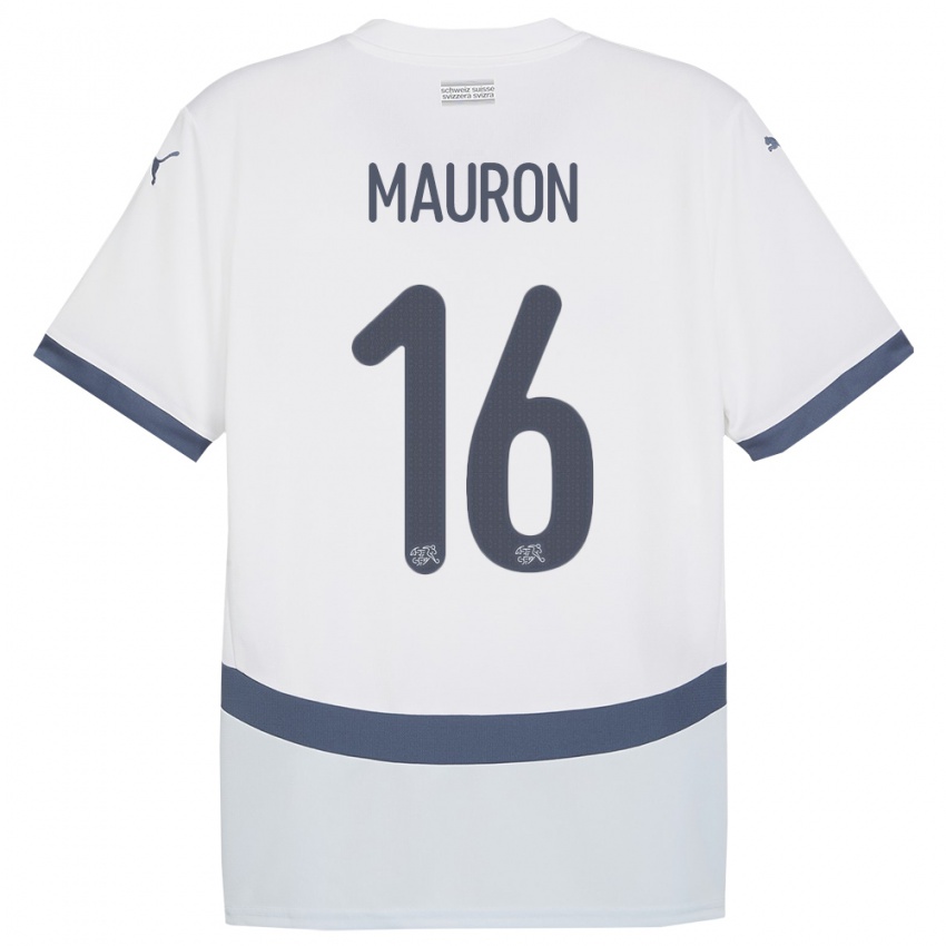 Mujer Camiseta Suiza Sandrine Mauron #16 Blanco 2ª Equipación 24-26 La Camisa Chile