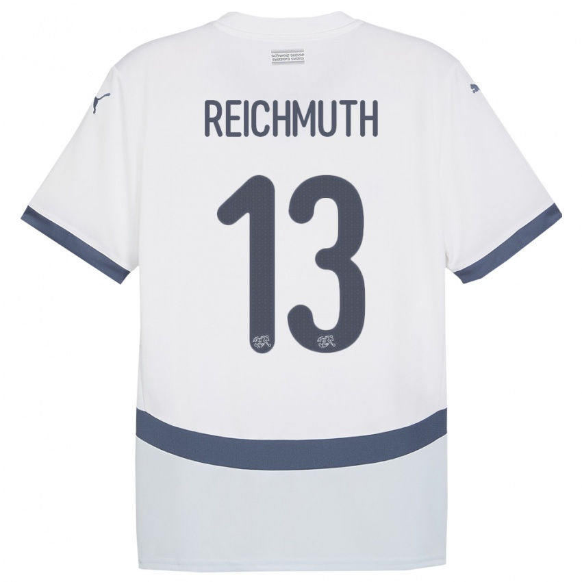 Mujer Camiseta Suiza Miguel Reichmuth #13 Blanco 2ª Equipación 24-26 La Camisa Chile