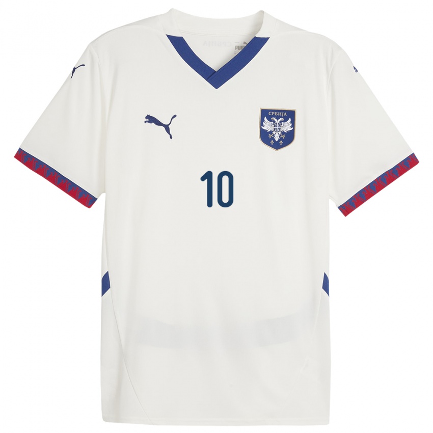 Mujer Camiseta Serbia Nemanja Motika #10 Blanco 2ª Equipación 24-26 La Camisa Chile