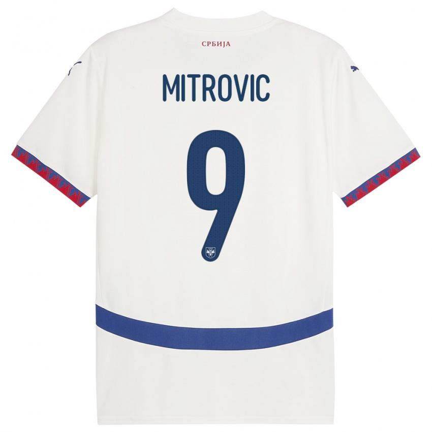 Mujer Camiseta Serbia Aleksandar Mitrovic #9 Blanco 2ª Equipación 24-26 La Camisa Chile