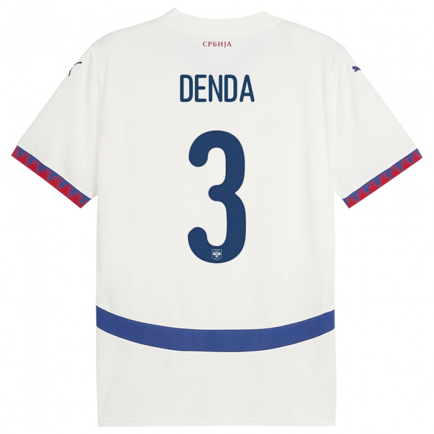 Mujer Camiseta Serbia Milica Denda #3 Blanco 2ª Equipación 24-26 La Camisa Chile