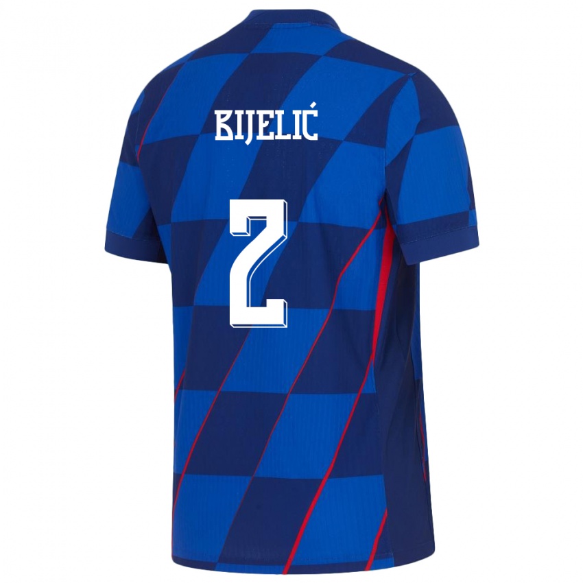 Mujer Camiseta Croacia Dario Bijelic #2 Azul 2ª Equipación 24-26 La Camisa Chile