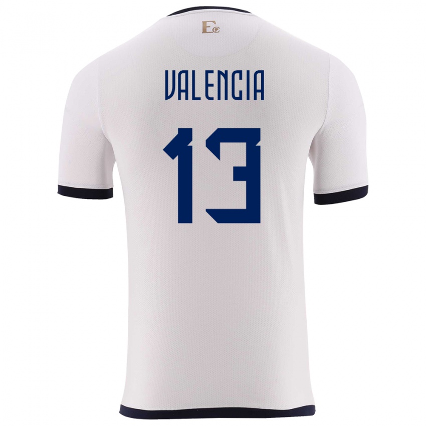 Mujer Camiseta Ecuador Enner Valencia #13 Blanco 2ª Equipación 24-26 La Camisa Chile