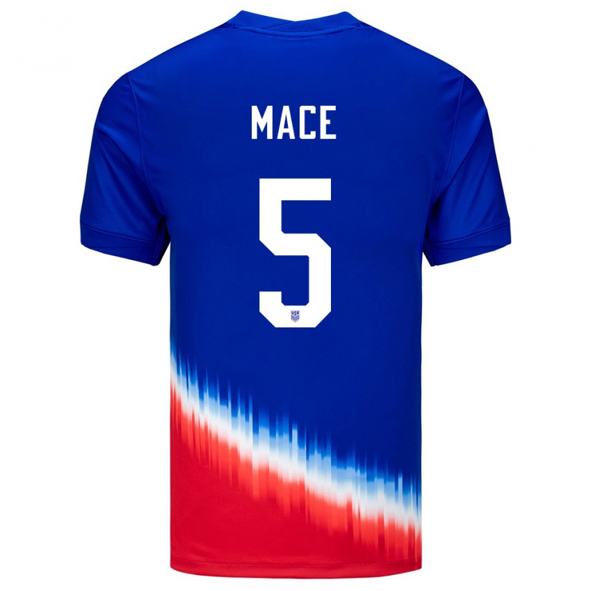 Mujer Camiseta Estados Unidos Hailie Mace #5 Azul 2ª Equipación 24-26 La Camisa Chile