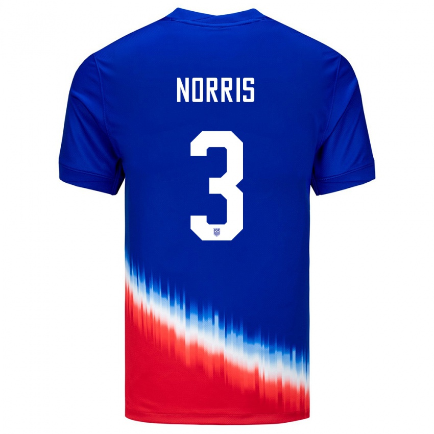 Mujer Camiseta Estados Unidos Nolan Norris #3 Azul 2ª Equipación 24-26 La Camisa Chile