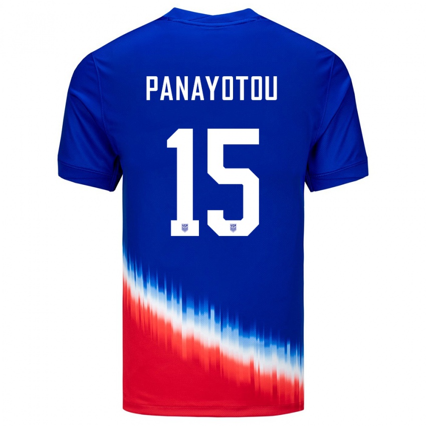 Mujer Camiseta Estados Unidos Jack Panayotou #15 Azul 2ª Equipación 24-26 La Camisa Chile
